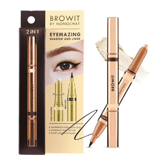 [泰國直送人氣美妝] BROWIT -  2in1防水持色眼彩筆(黑眼線筆+眼影#閃耀珍珠) [預購商品]