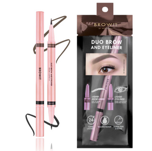 [泰國直送人氣美妝] BROWIT - 激細 2in1 繪型持色眼眉筆 (深咖) [預購商品]
