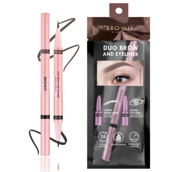 [泰國直送人氣美妝] BROWIT - 激細 2in1 繪型持色眼眉筆 (深咖) [預購商品]