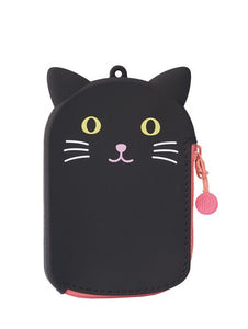 日本直送~LIHIT LAB - SMART FIT PuniLabo 可愛動物系列卡套/散錢包 ~ 黑貓(黑色)