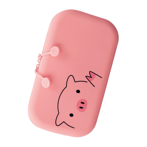 日本直送~LIHIT LAB - SMART FIT PuniLabo 可愛動物系列拉鍊式化妝/收納袋 ~ 粉紅豬(粉紅色)